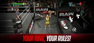 A RAW-branded ring with two wrestlers mid-match and the crowd around it, captioned your ring, your rules