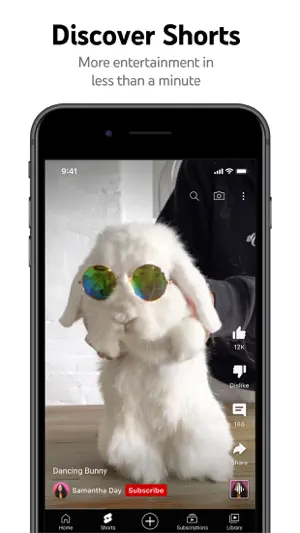 Shorts feed playing a vertical clip with like and share counts